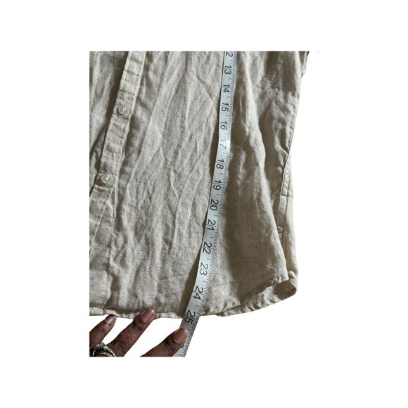 Women's Premium Two Pocket Linen Shirt S 100% French Linen Beige Professional - Picture 4 of 5